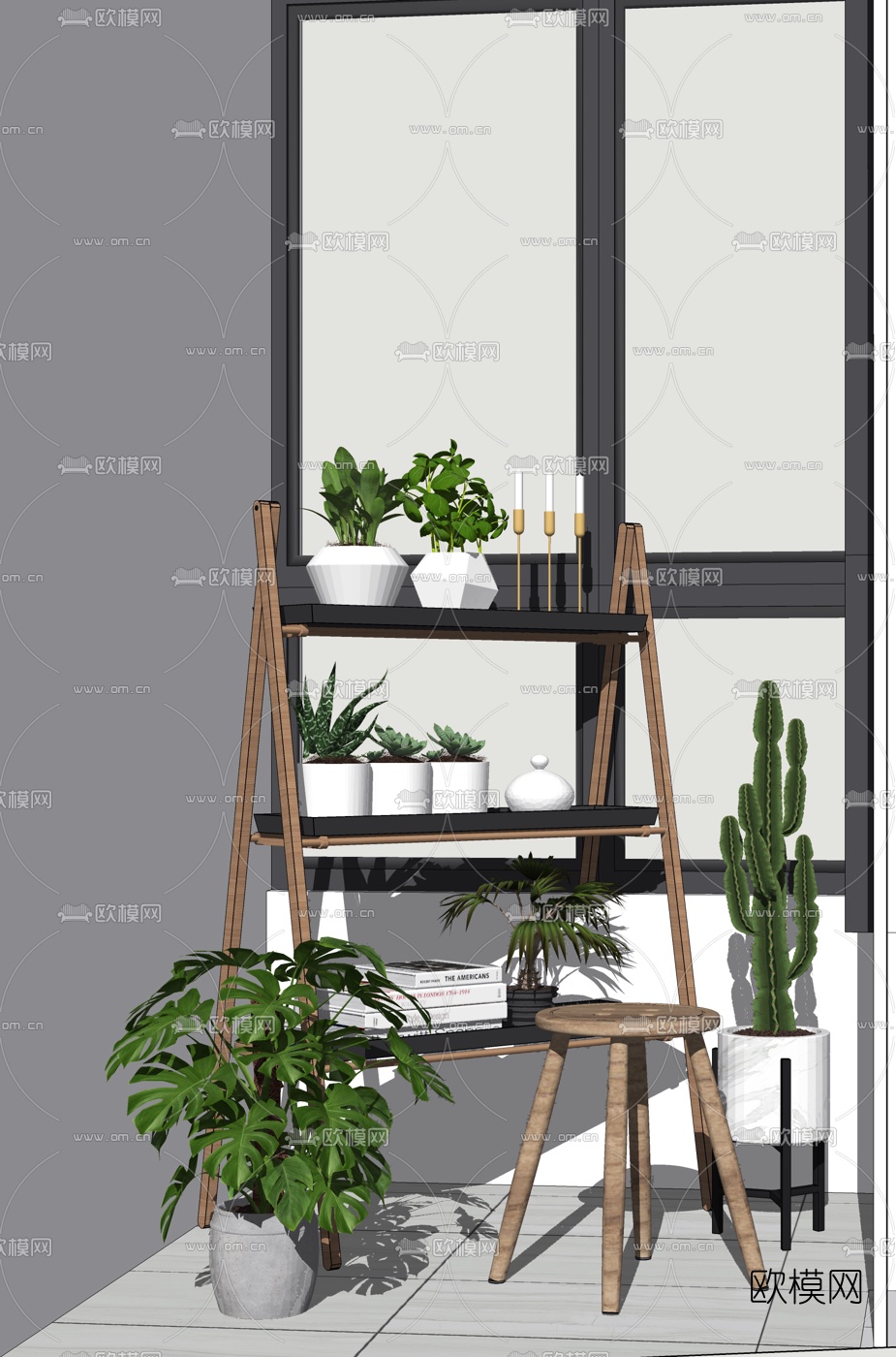 北欧盆栽置物架su模型下载