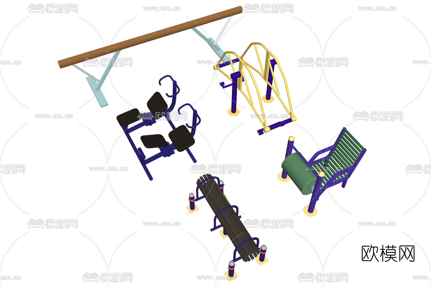 现代健身器材su模型下载