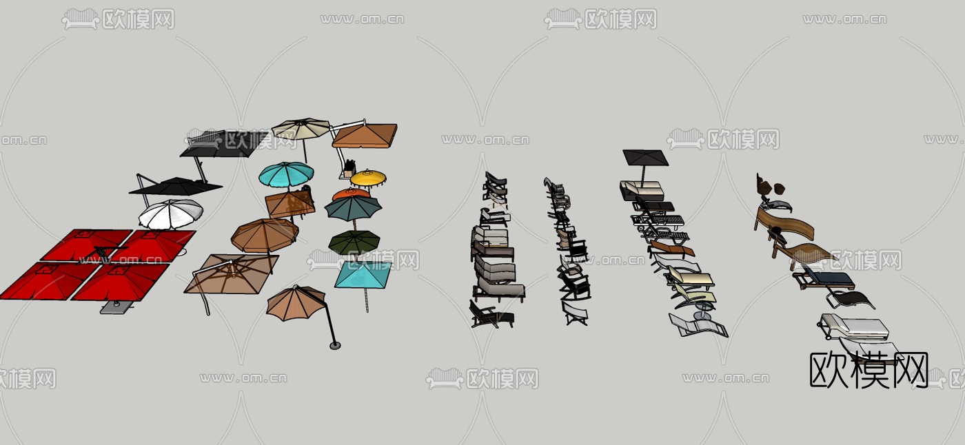 现代户外沙滩椅su模型下载（渲染图2）