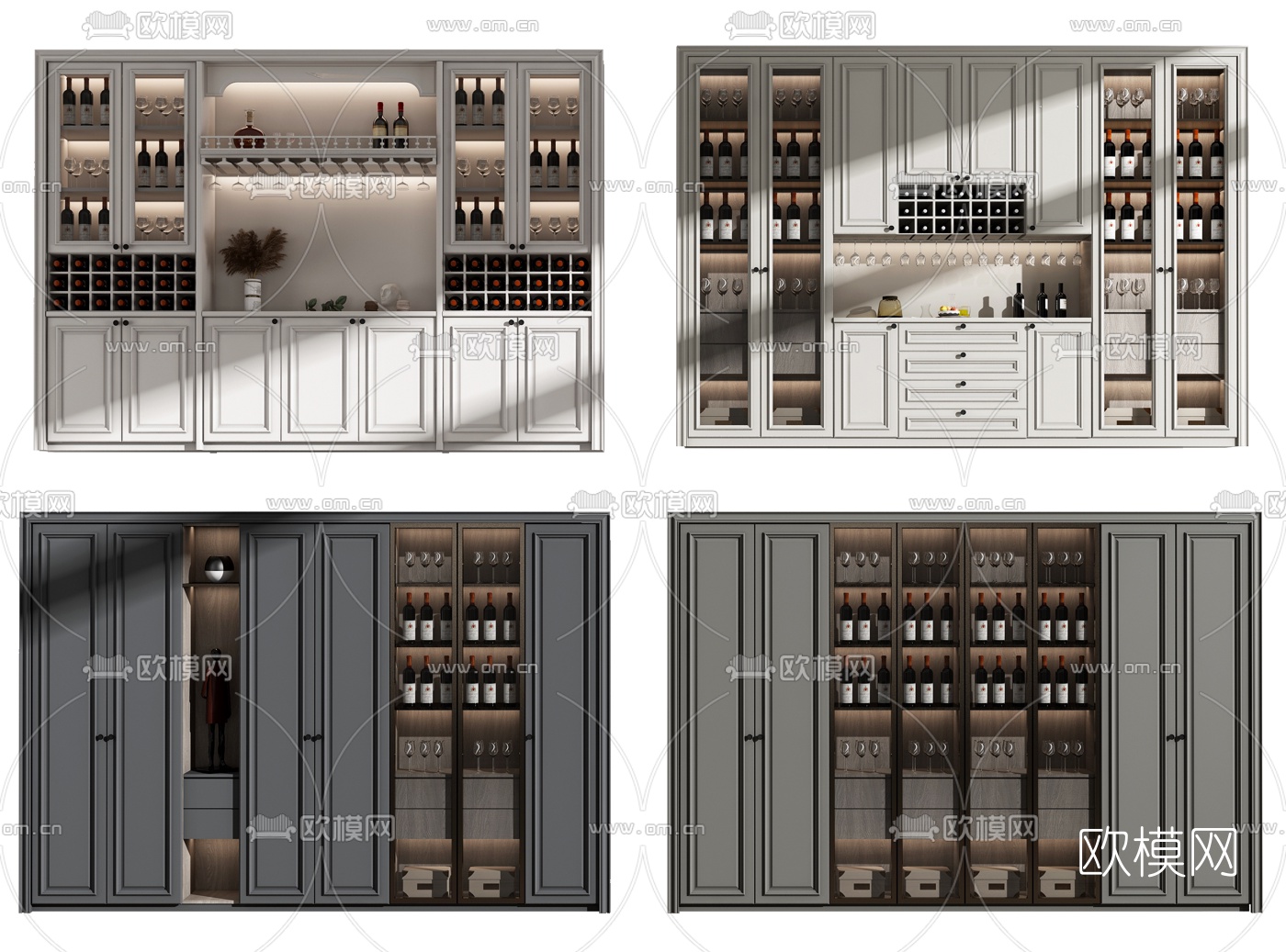 美式酒柜su模型下载（渲染图1）