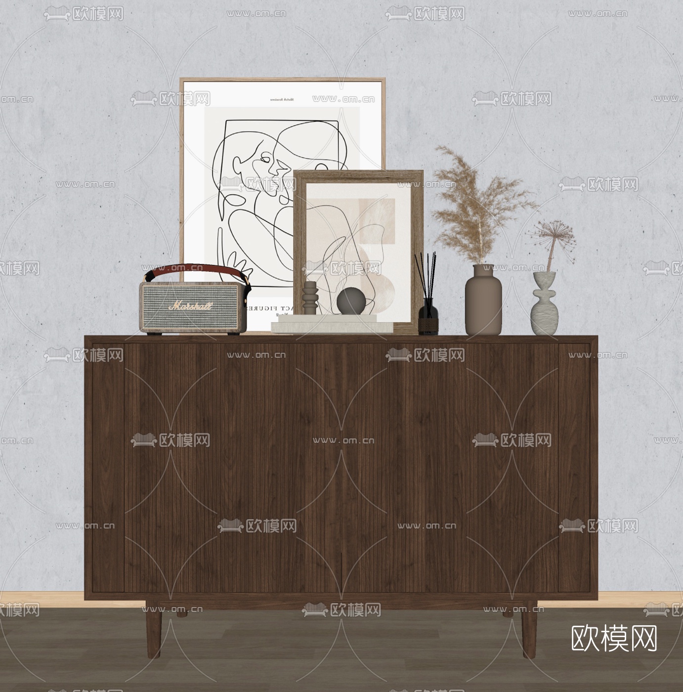 北欧边柜su模型下载（渲染图2）