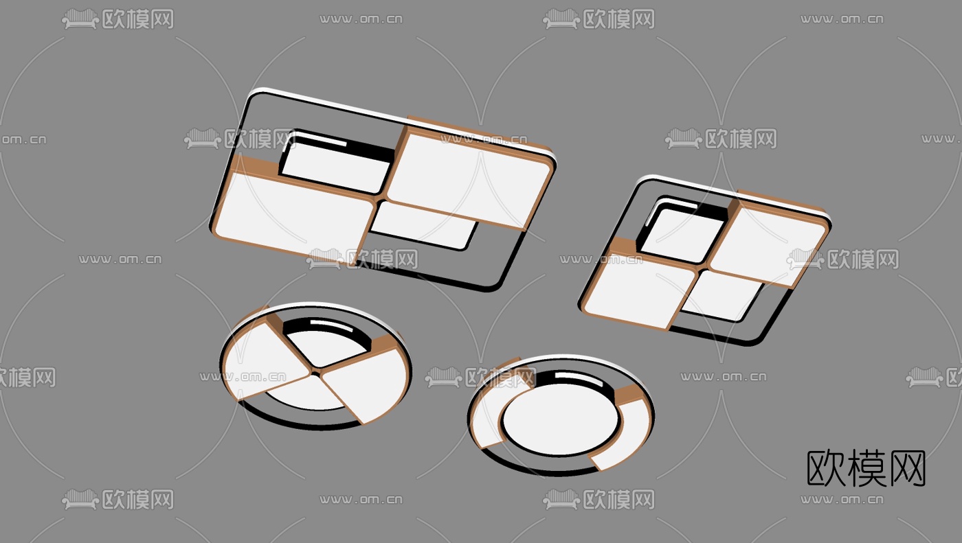 现代轻奢吸顶灯su模型下载（渲染图2）