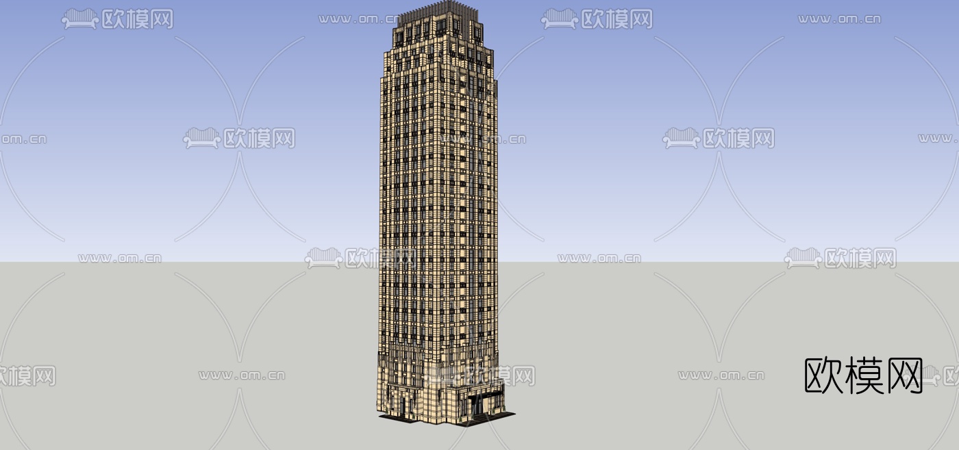 新古典高层公寓建筑外观su模型下载（渲染图1）