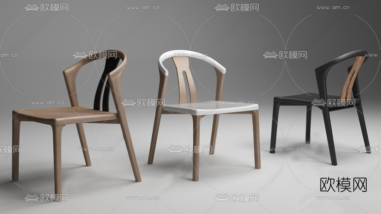 新中式实木餐椅su模型