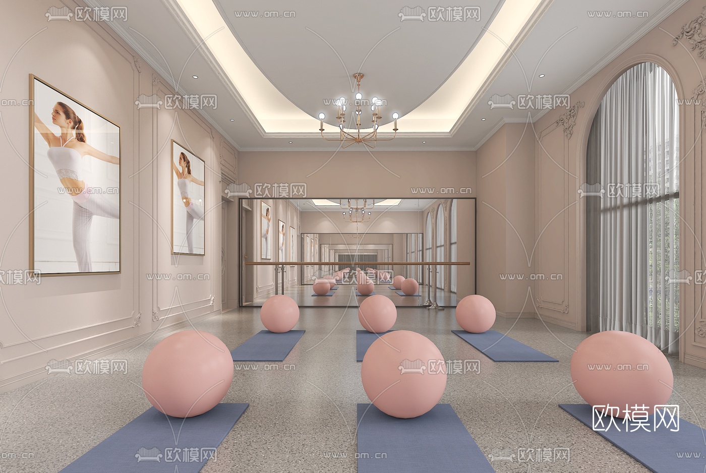 简欧瑜伽室3d模型