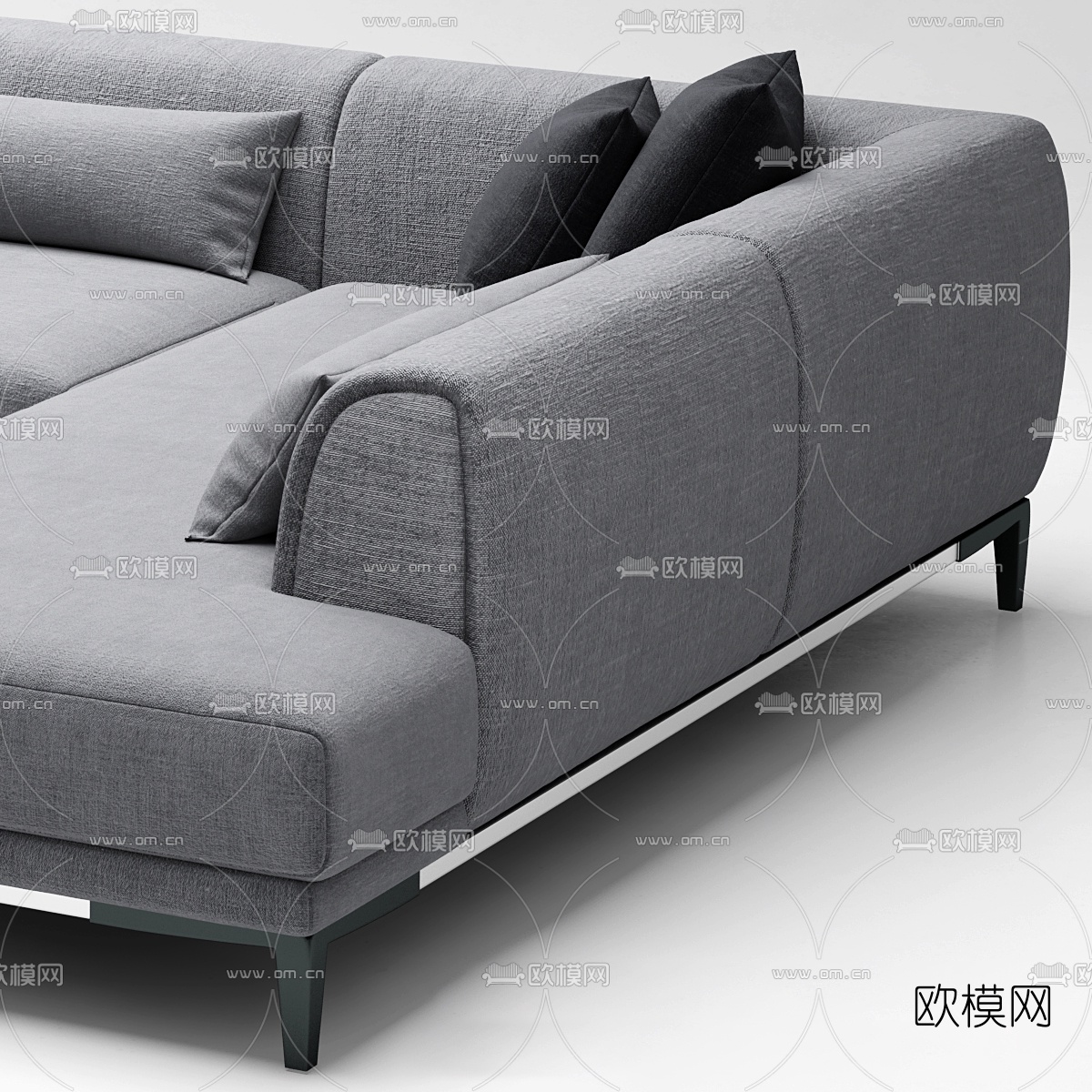 现代布艺转角沙发3d模型