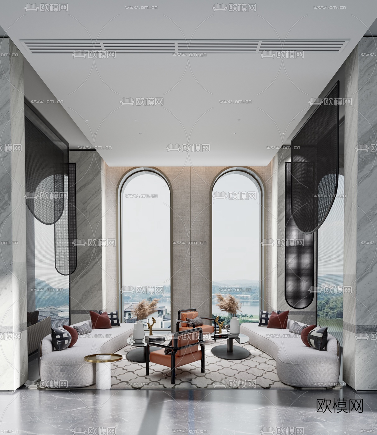 矩阵纵横设计 现代售楼处洽谈区3d模型下载（渲染图1）