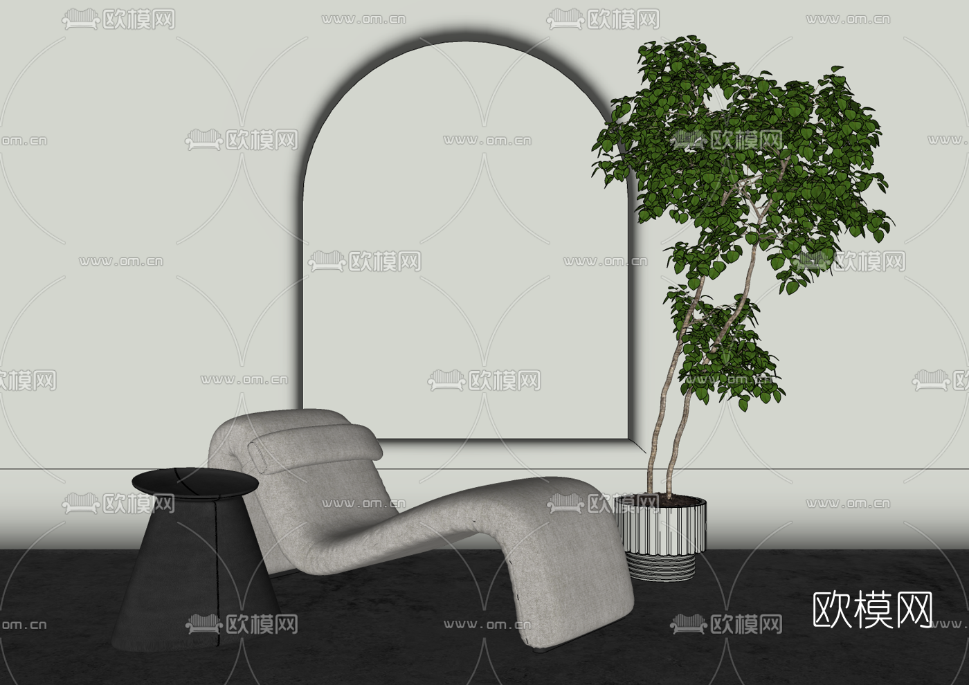 现代布艺躺椅su模型