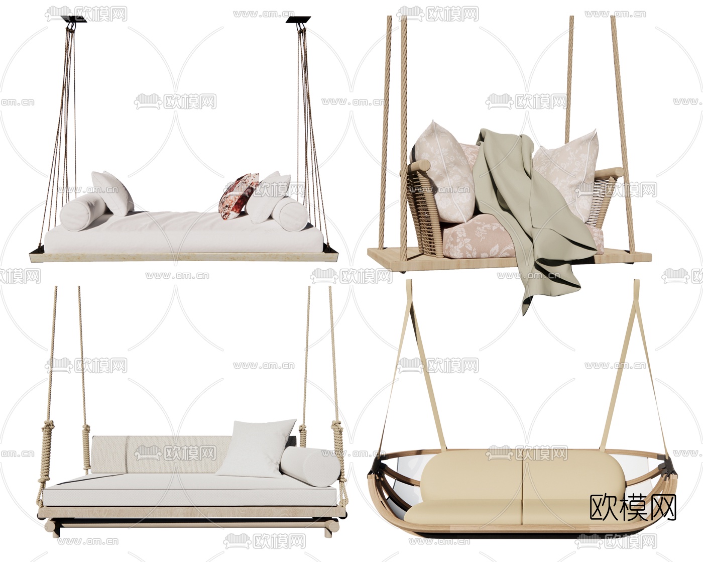 现代实木吊椅su模型下载（渲染图1）