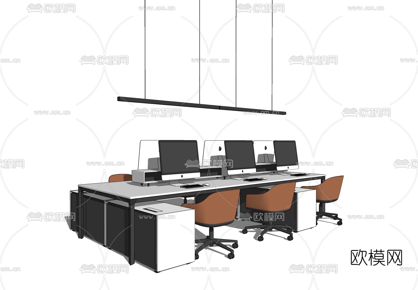 现代办公桌椅su模型下载