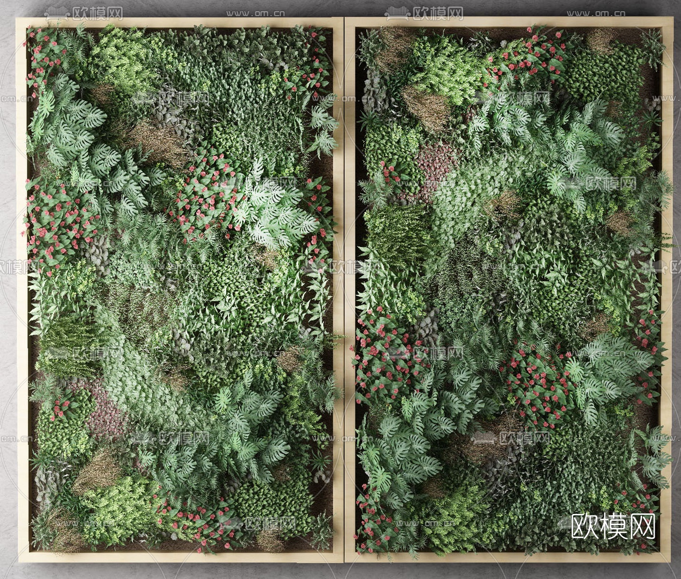 现代绿植花草植物墙3d模型