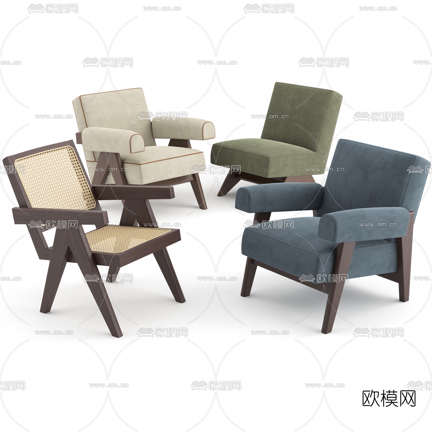 现代靠背休闲椅3d模型