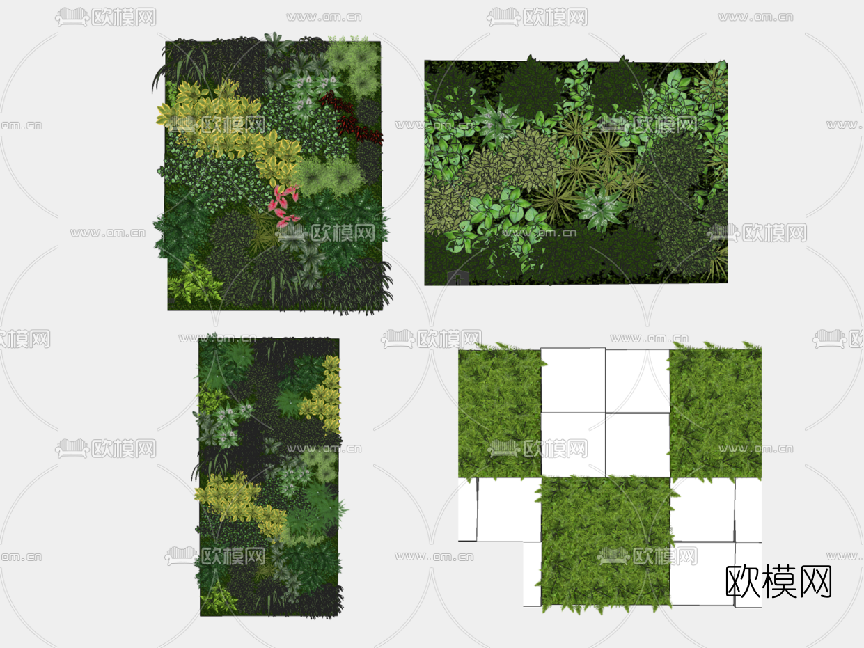 现代植物墙su模型下载