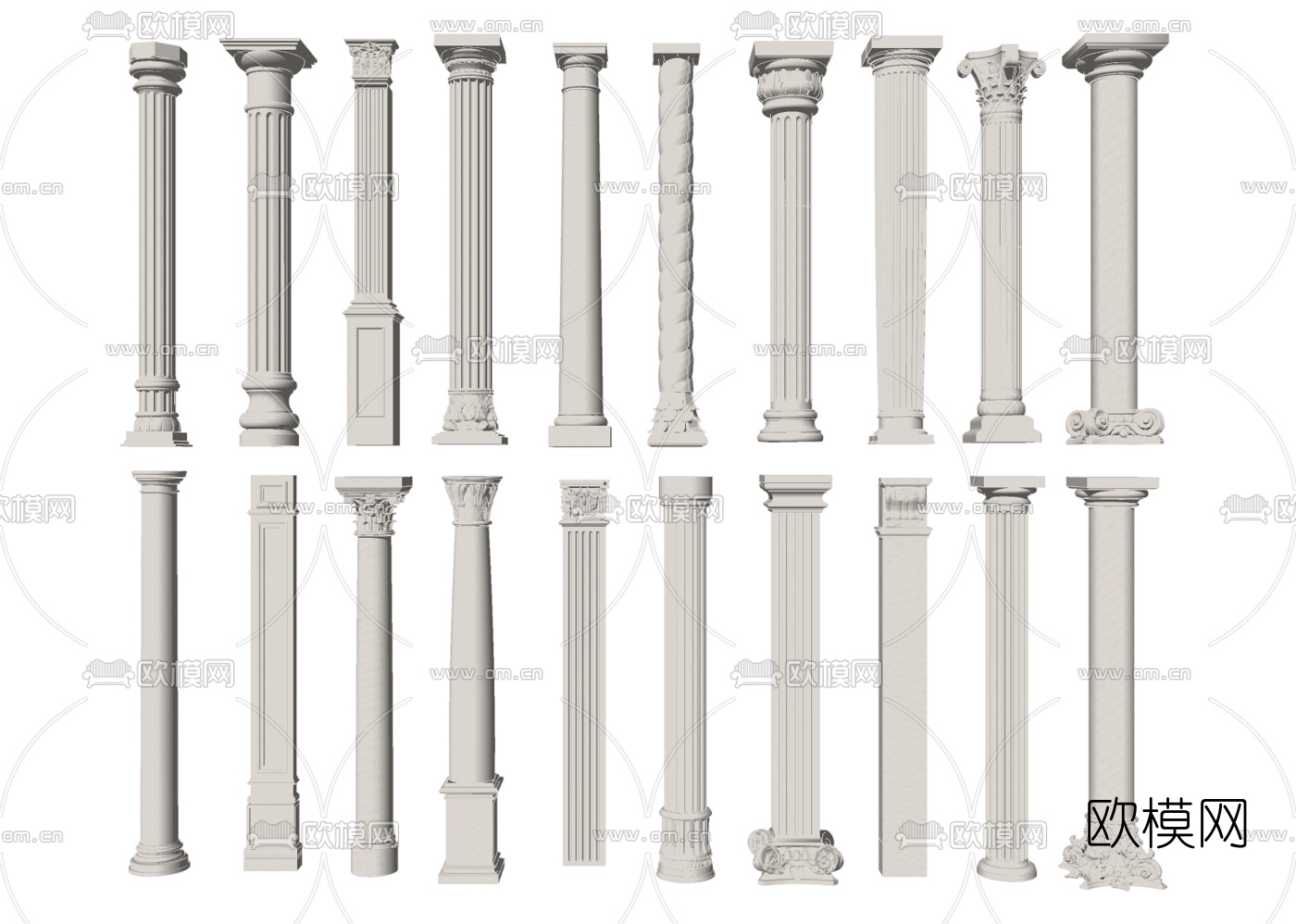 欧式雕花罗马柱su模型下载