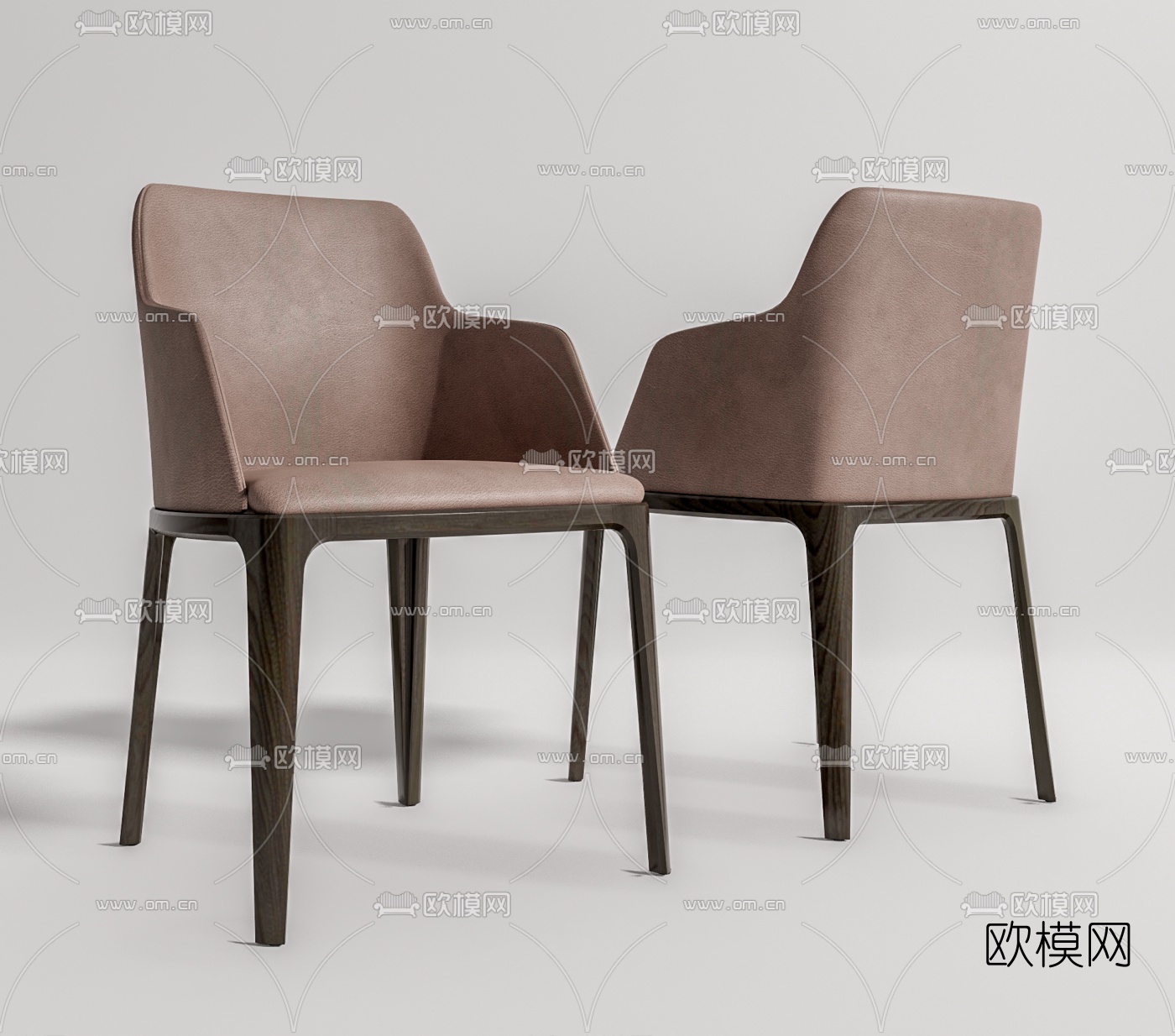 现代皮革休闲椅su模型下载（渲染图1）