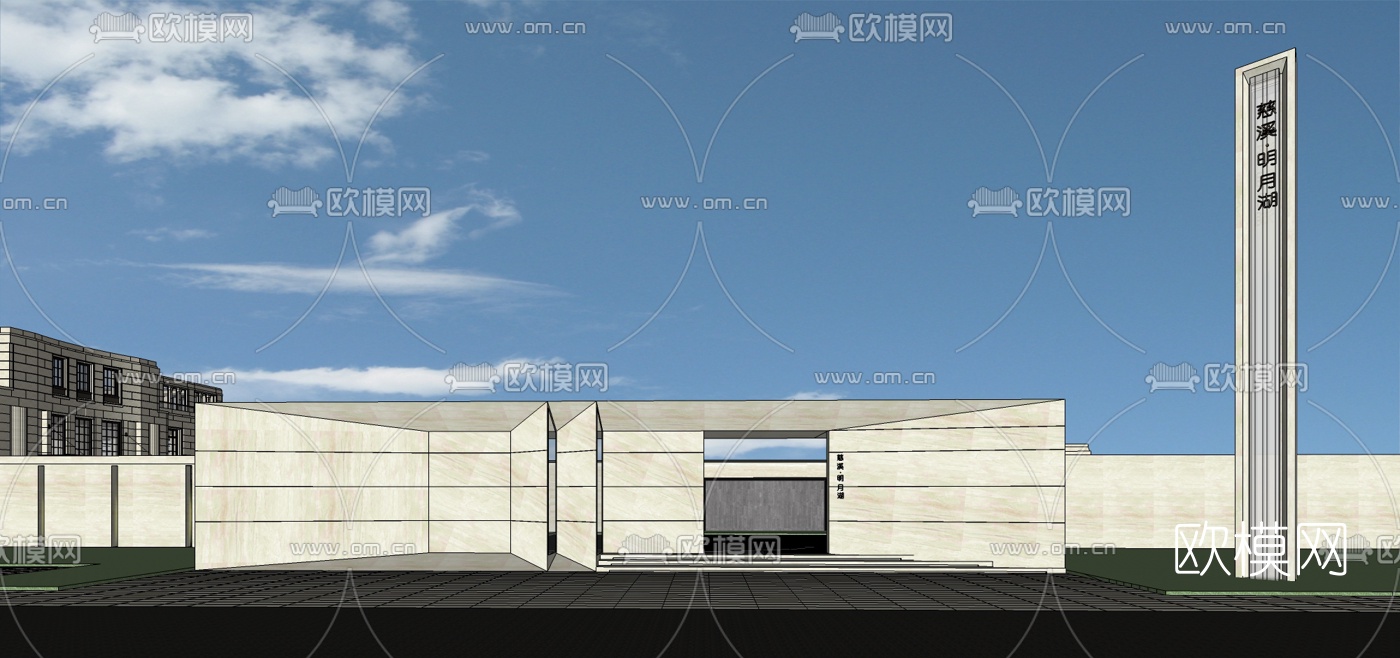 新古典会所建筑外观su模型下载（渲染图2）
