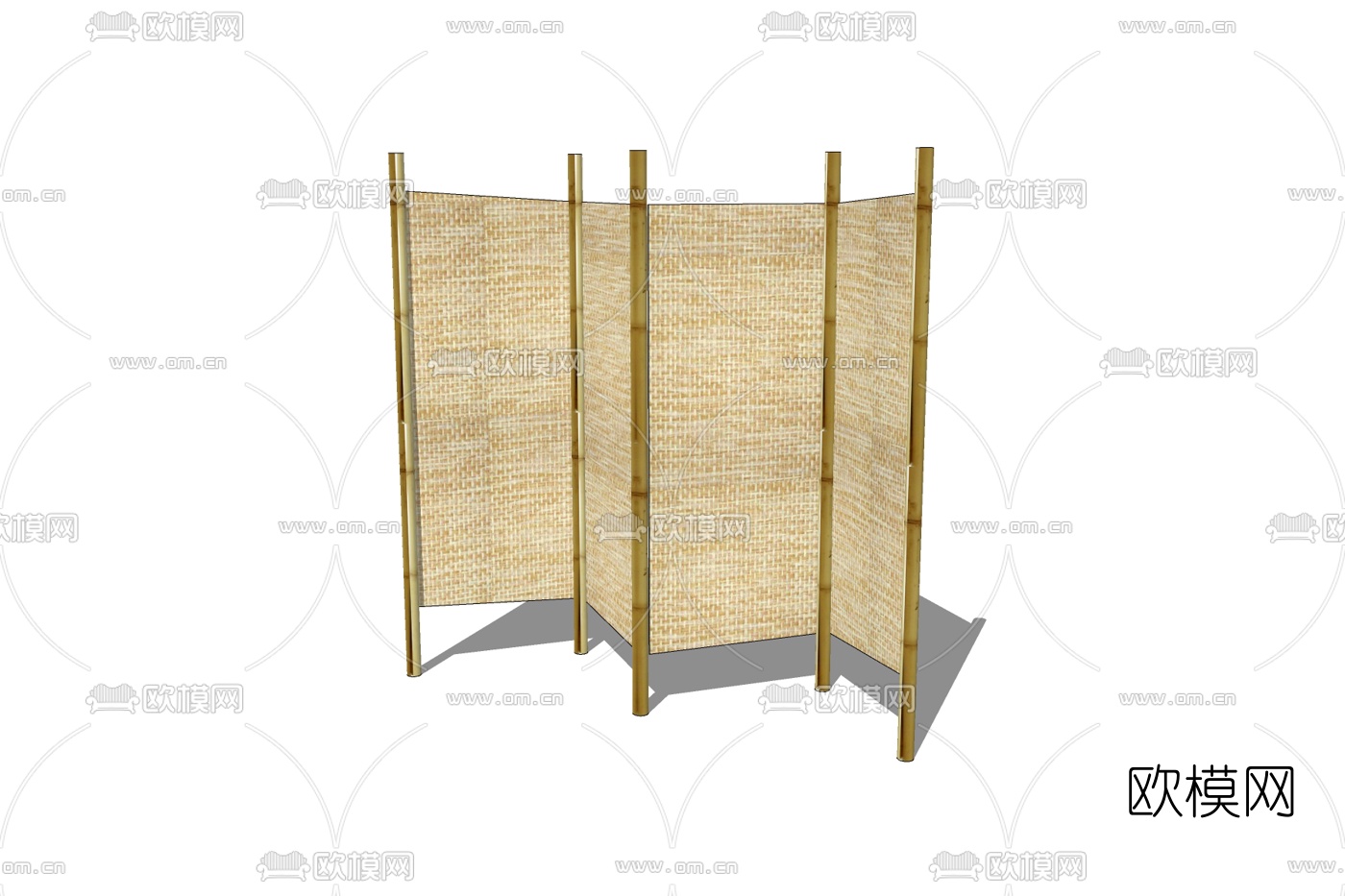 现代竹编屏风免费su模型下载