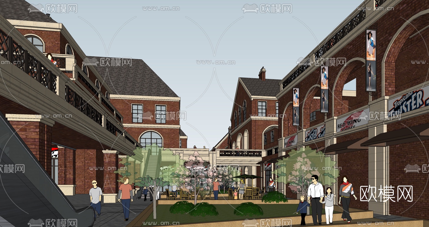 欧式商业街su模型下载（渲染图5）