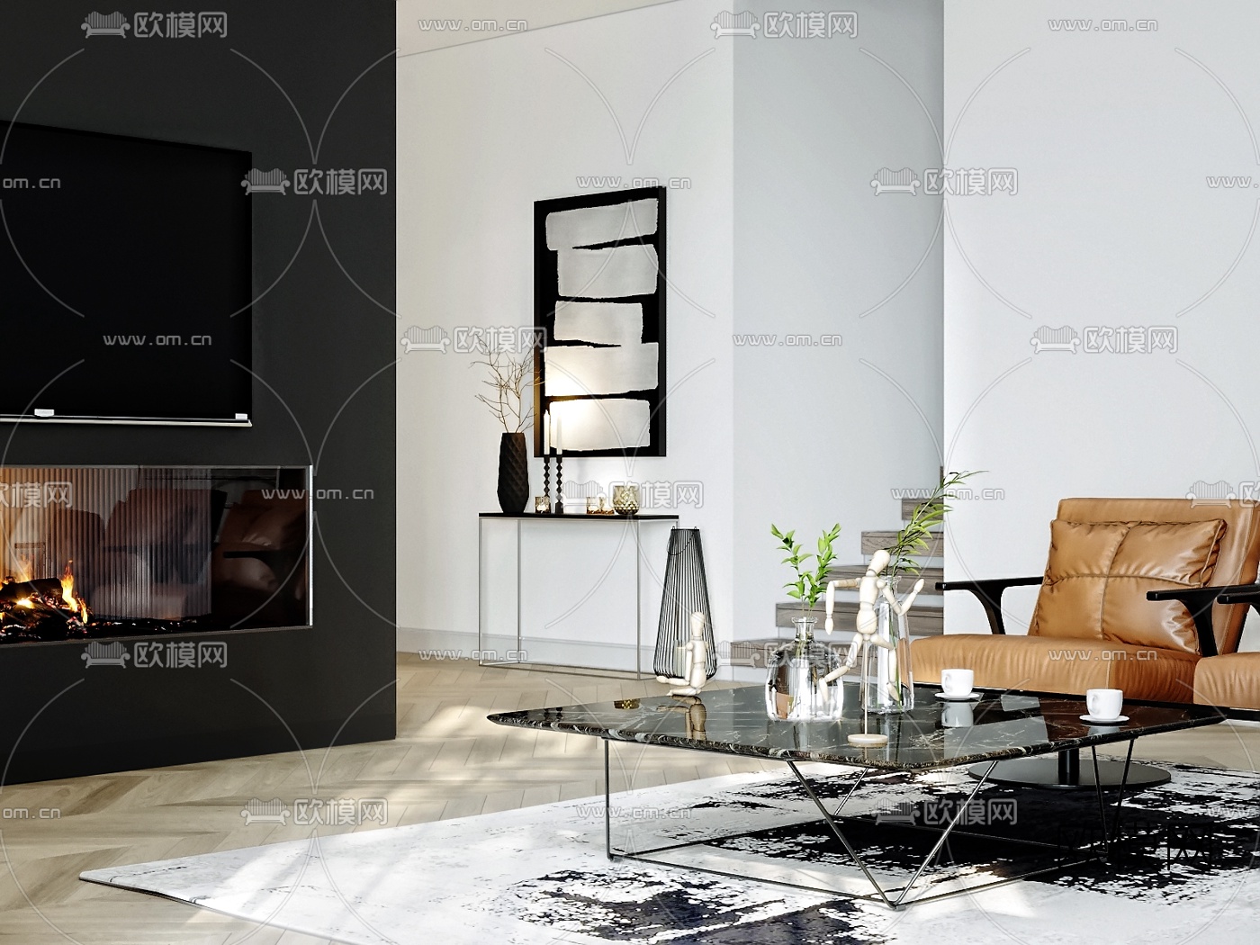 现代客厅3d模型