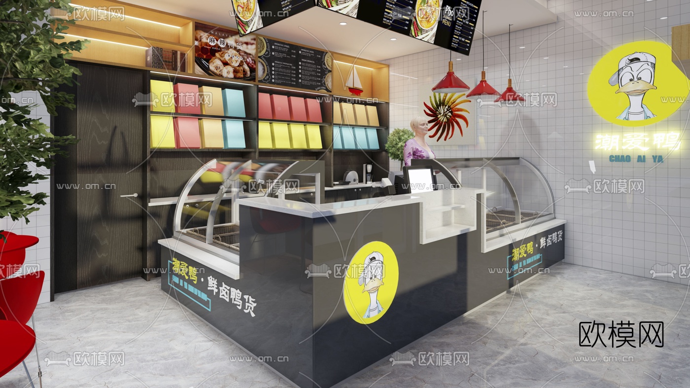 现代麻辣鸭脖门店su模型