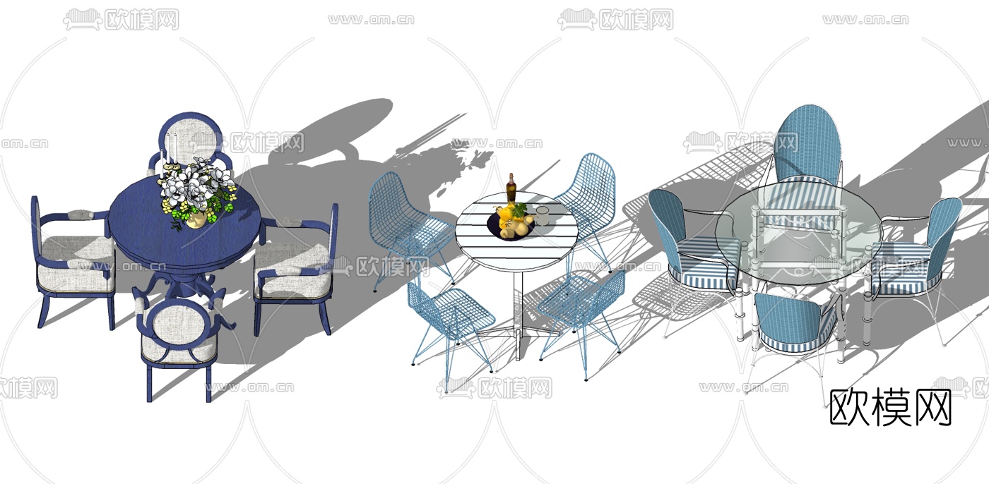 地中海餐桌椅su模型下载