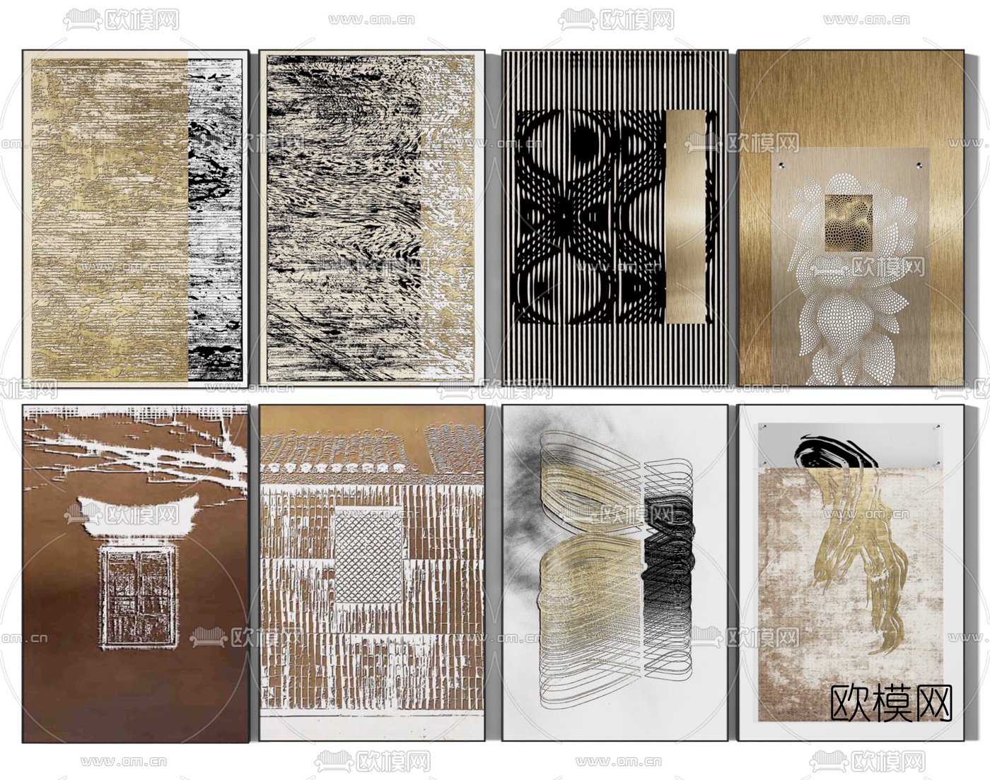 现代抽象装饰画3d模型