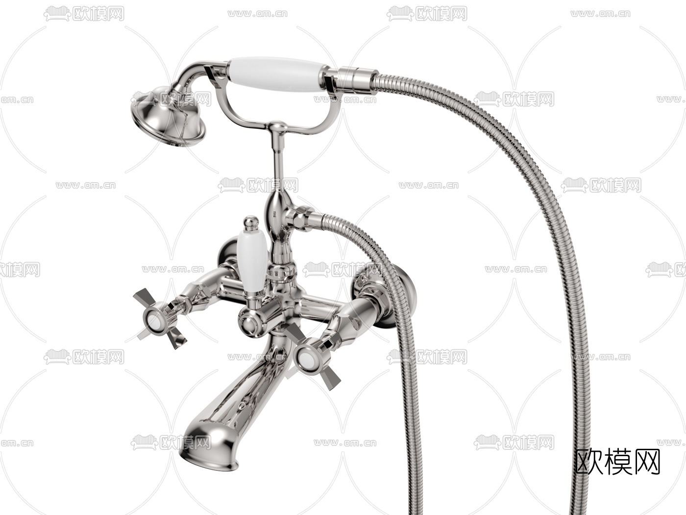 简欧水龙头花洒3d模型下载（渲染图2）