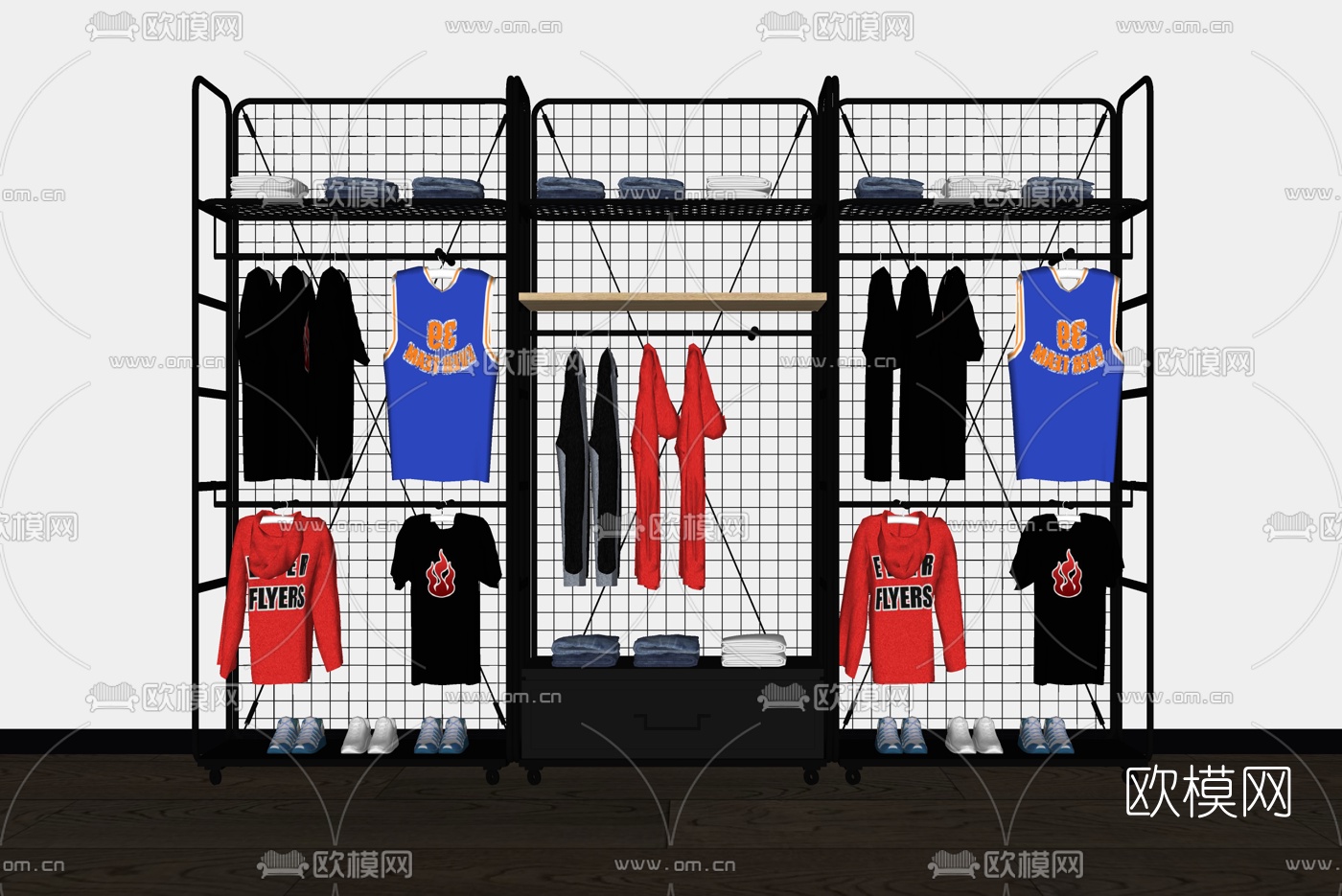 工业风衣架su模型下载