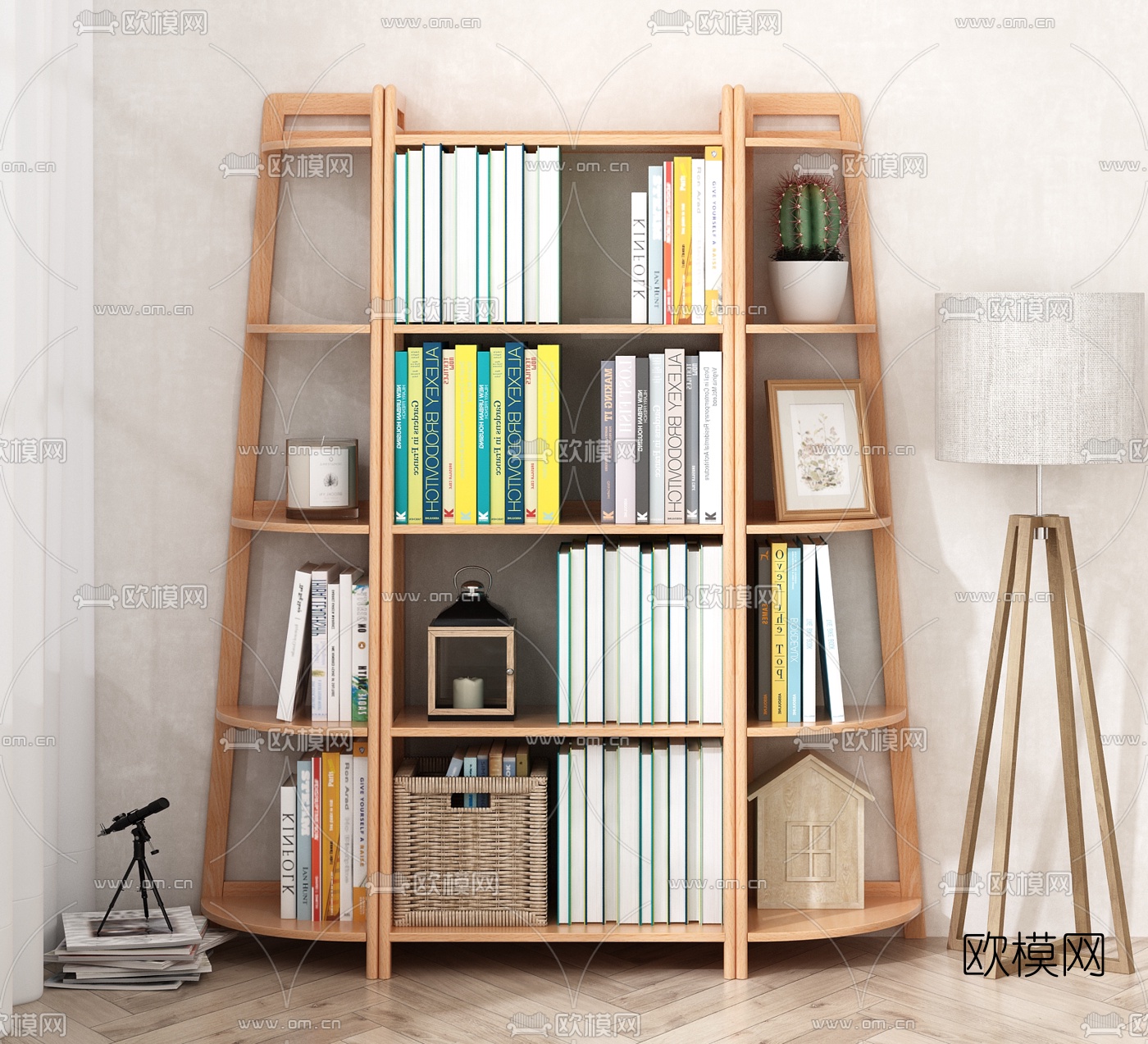 北欧落地灯书架3d模型下载（渲染图1）