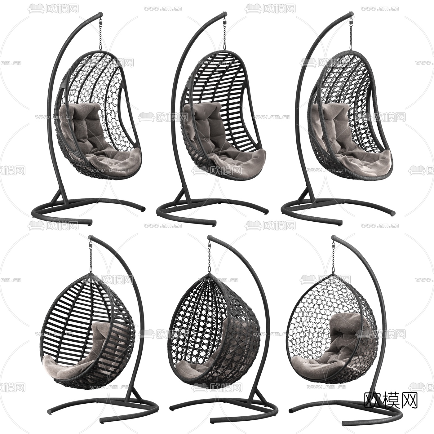 北欧藤编吊椅3d模型