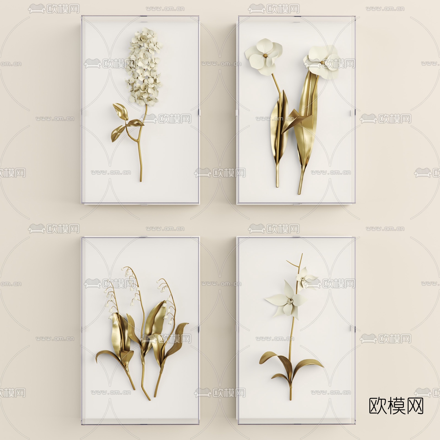 现代立体花装饰画3d模型