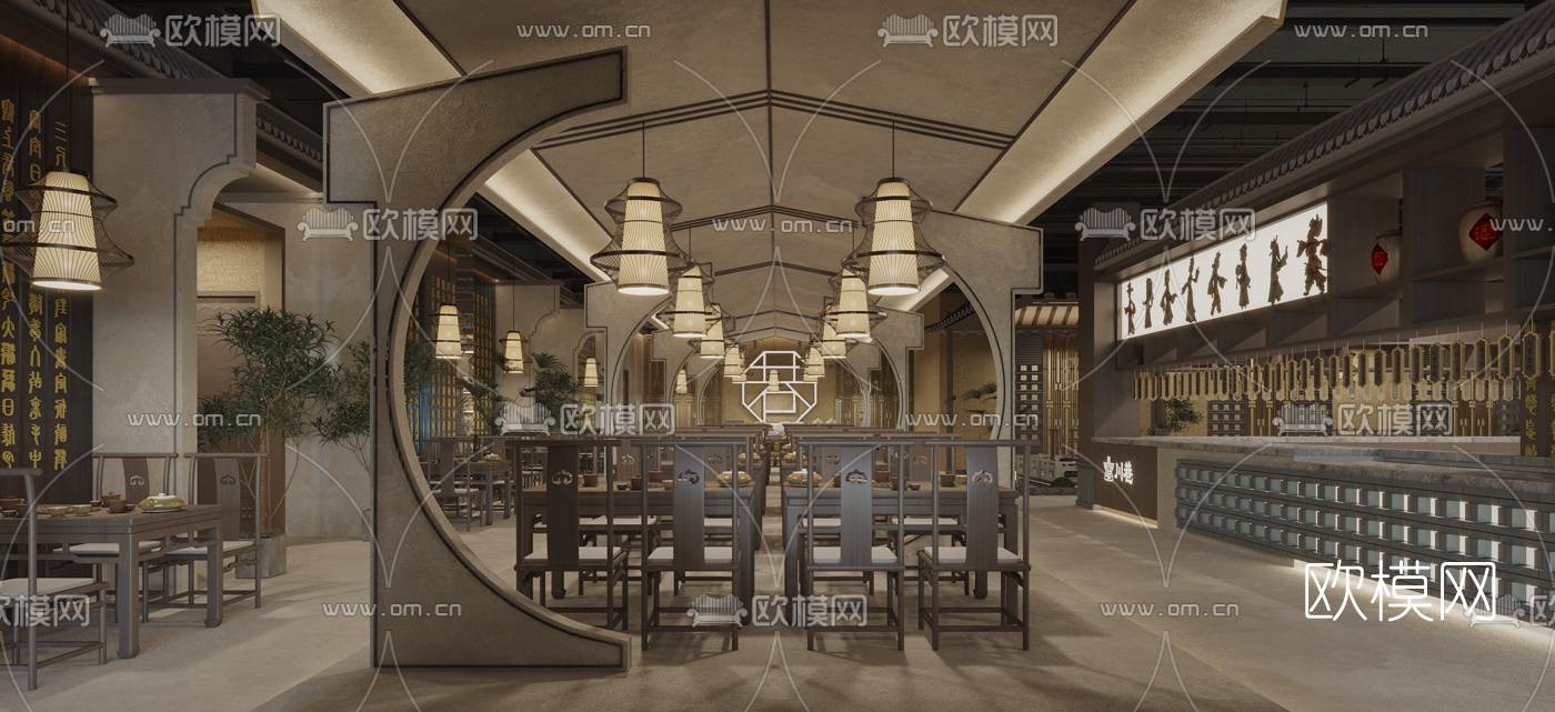新中式火锅店3d模型