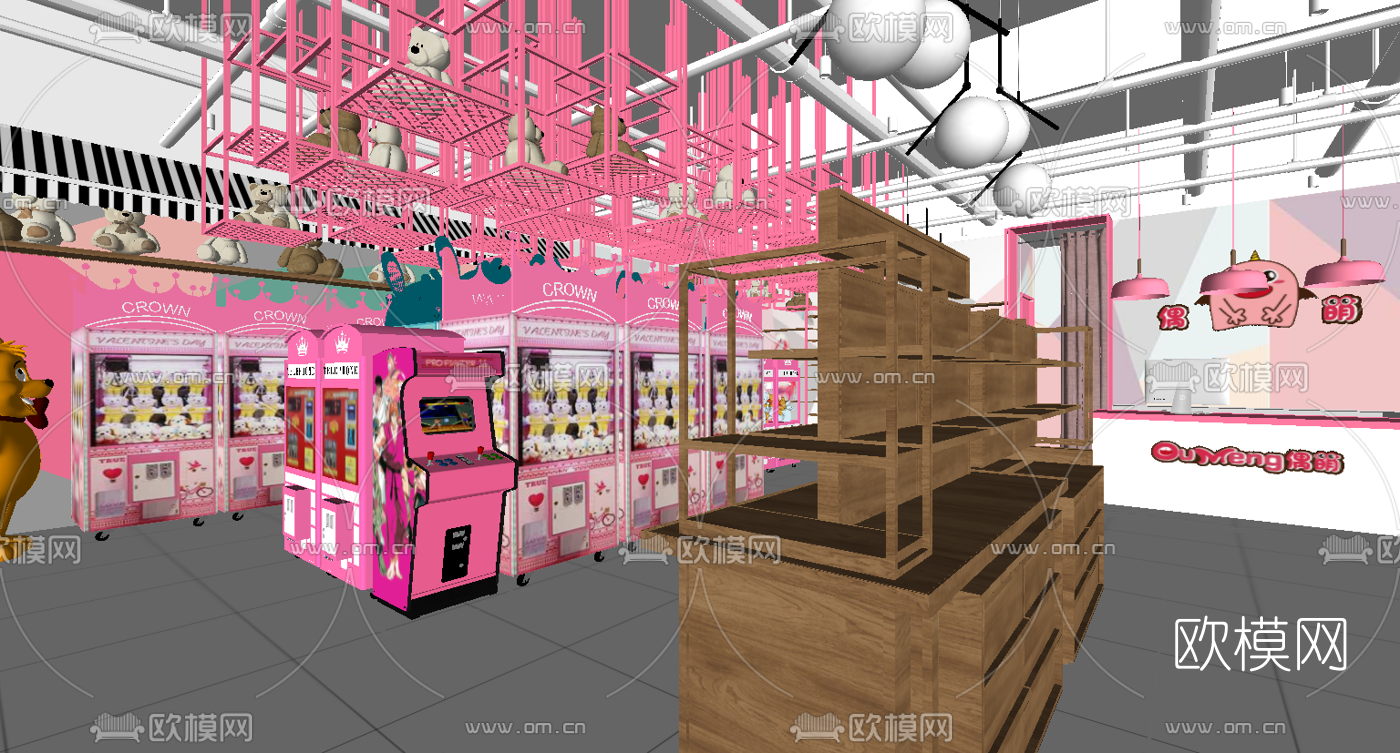现代儿童夹娃娃厅su模型下载（渲染图4）