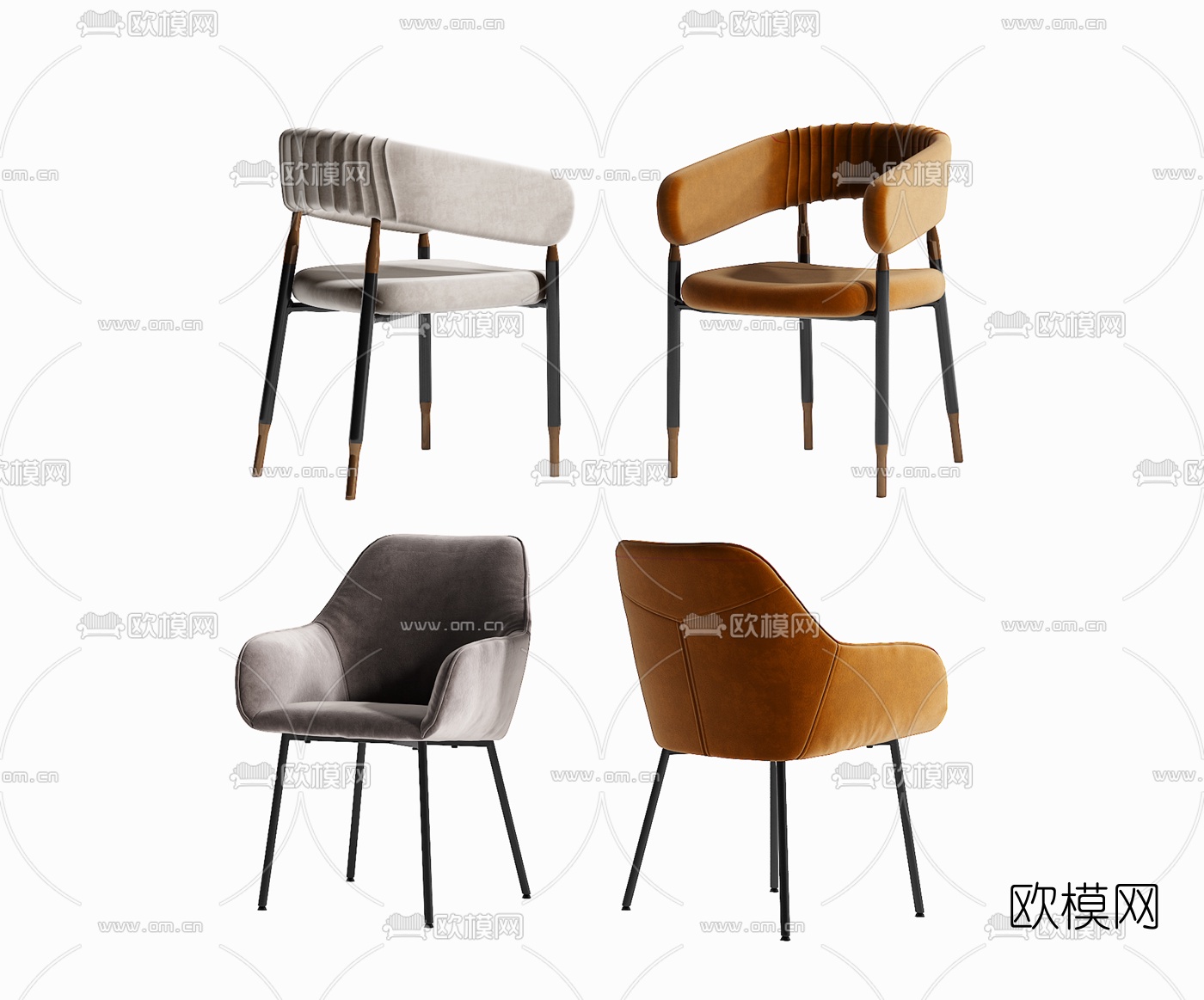 现代布艺单椅3d模型下载