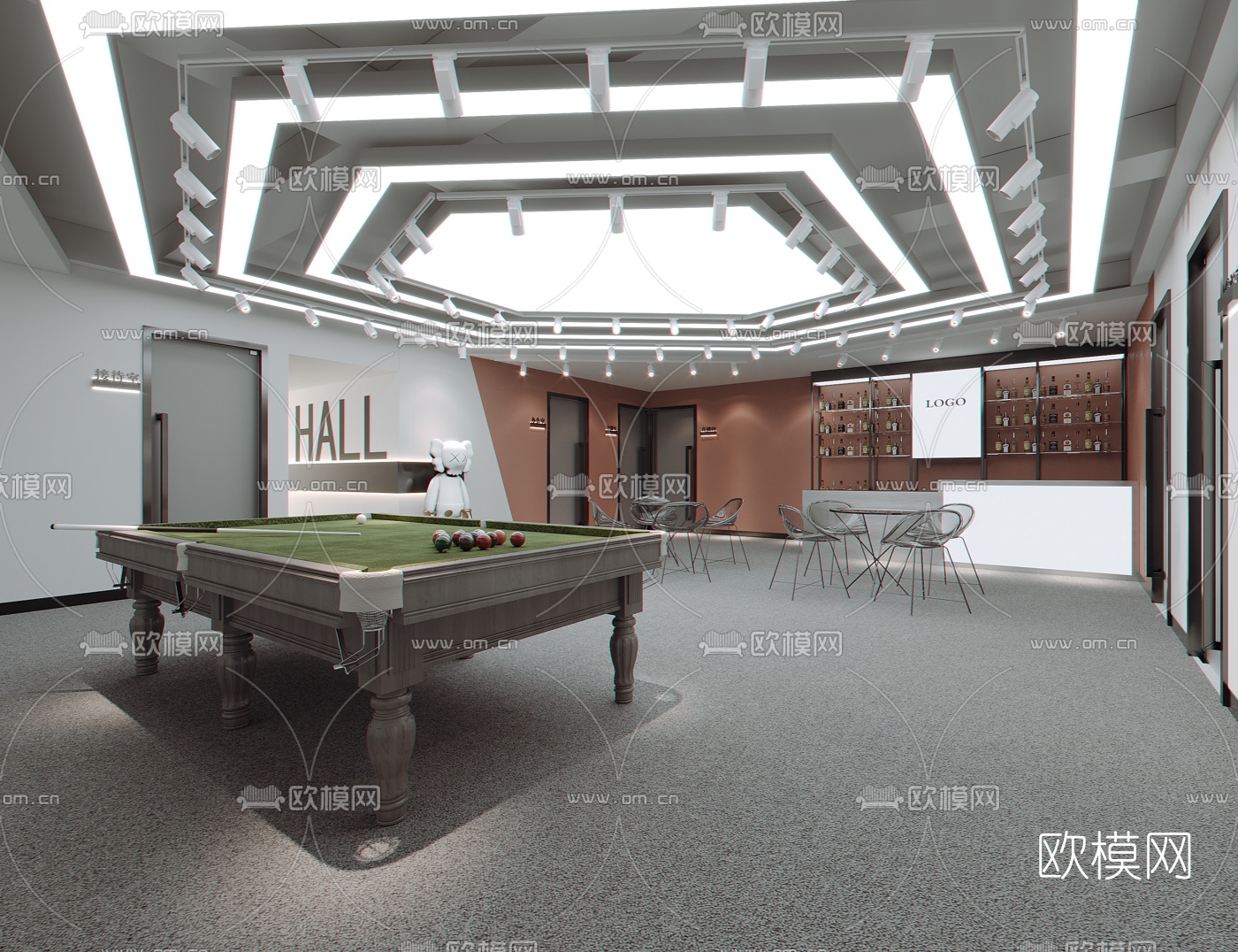 后现代办公休息室3d模型下载（渲染图1）