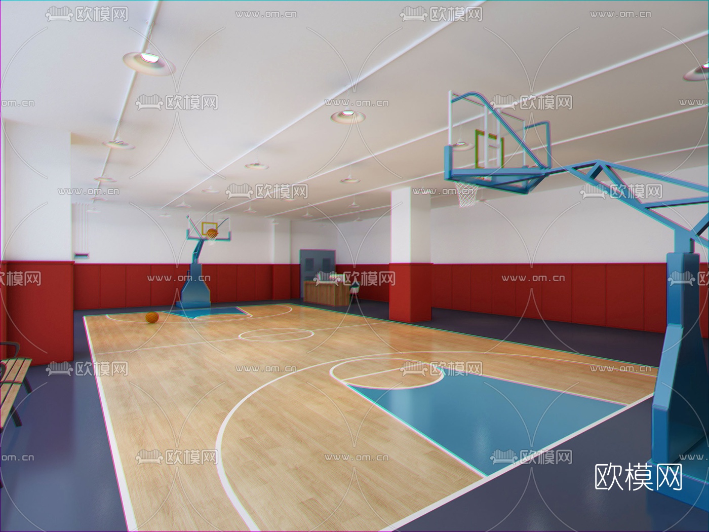 现代室内篮球馆免费3d模型