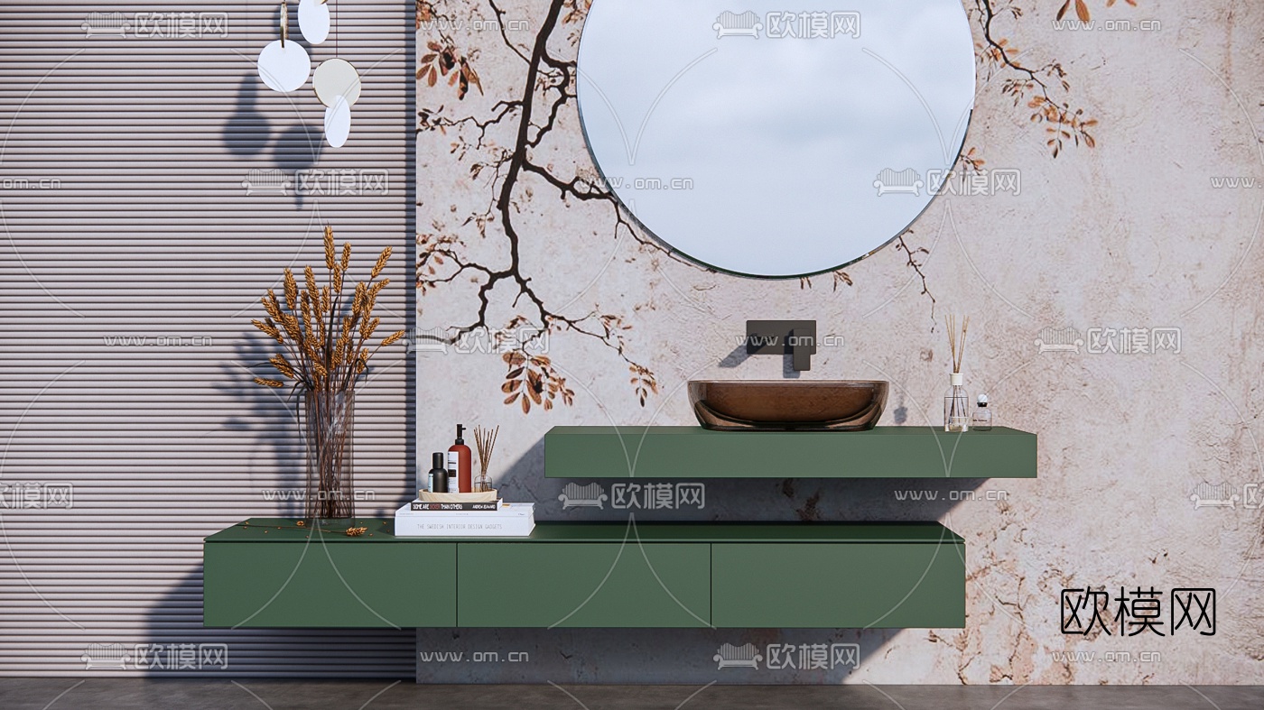 现代洗手台su模型下载（渲染图1）