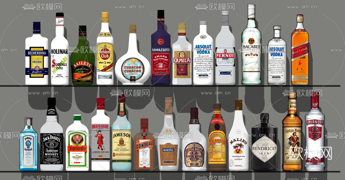 现代白酒酒瓶洋酒饮品su模型下载
