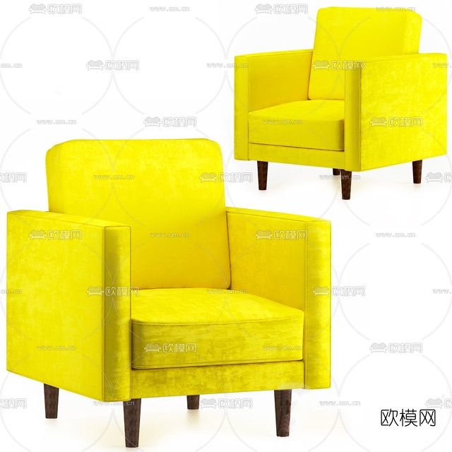 现代布艺单人沙发免费3d模型下载