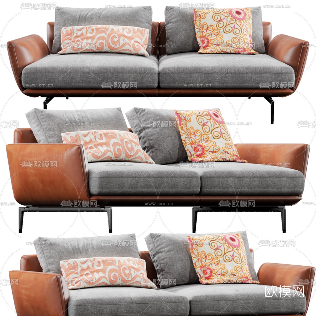 Fendi 现代布艺双人沙发3d模型下载（渲染图1）