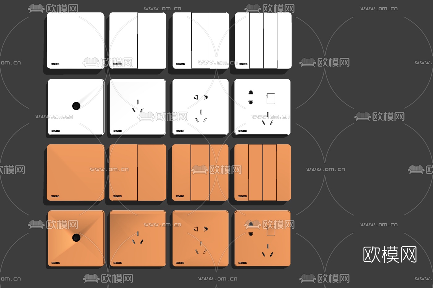 现代开关插座免费su模型下载