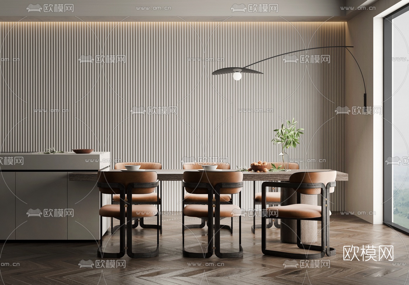 现代中岛餐桌椅3d模型