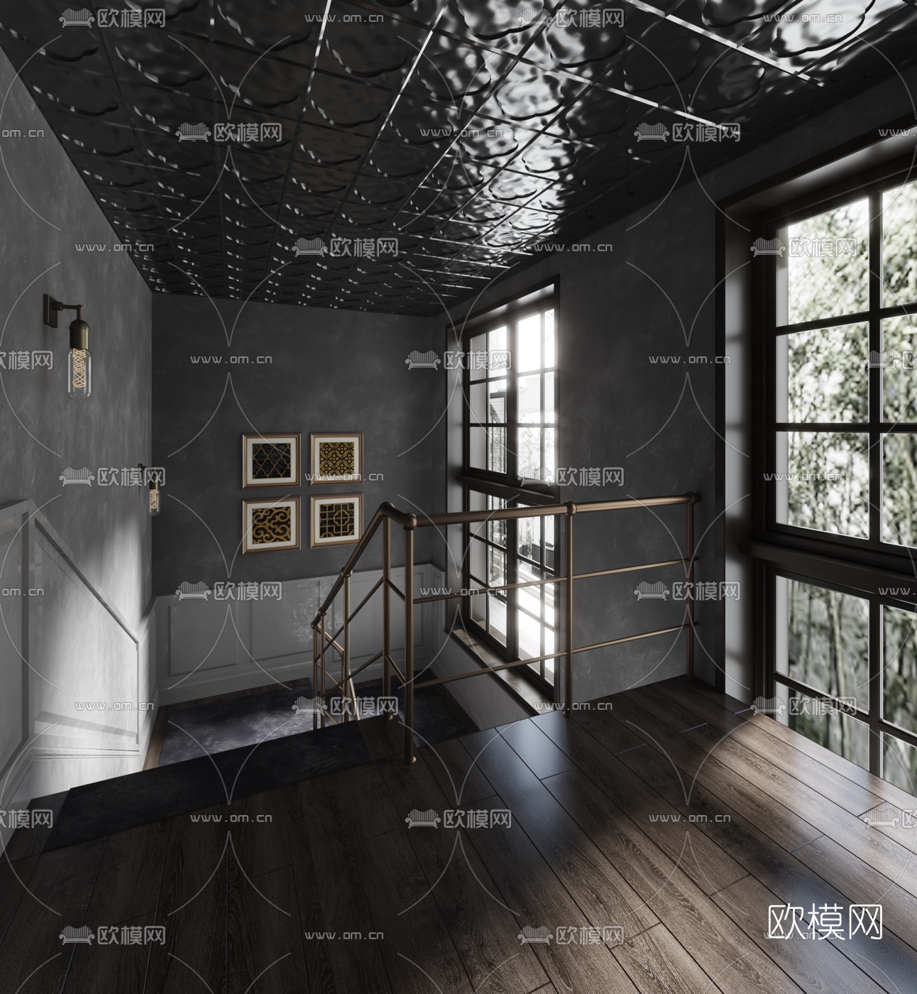 工业风楼梯间免费3d模型