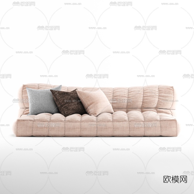 现代布艺多人沙发免费3d模型下载