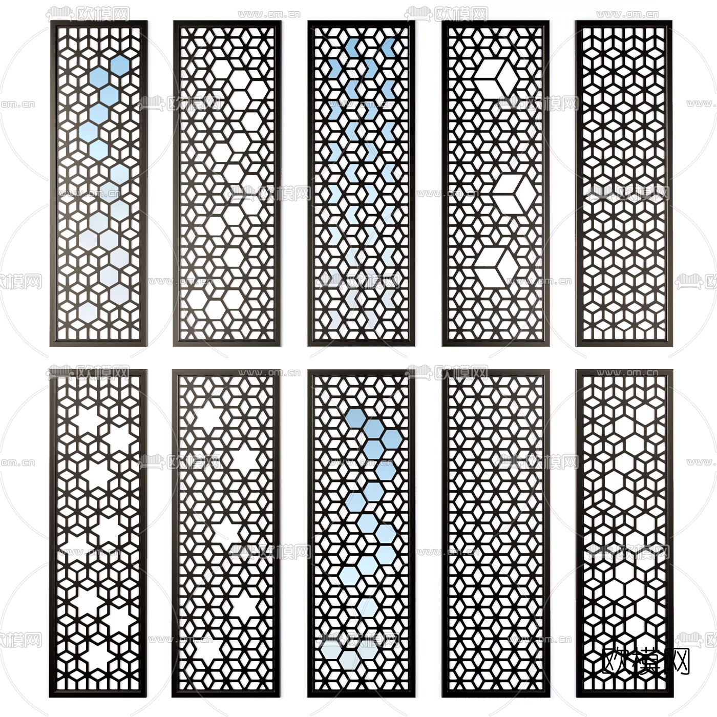 现代金属屏风3d模型下载（渲染图1）