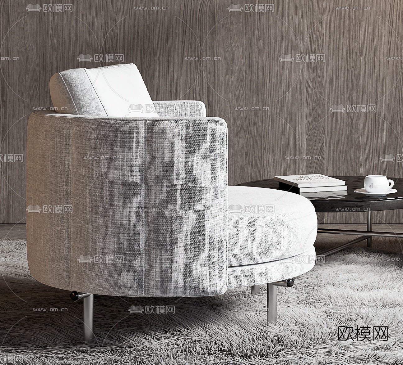 现代布艺休闲沙发角几3d模型