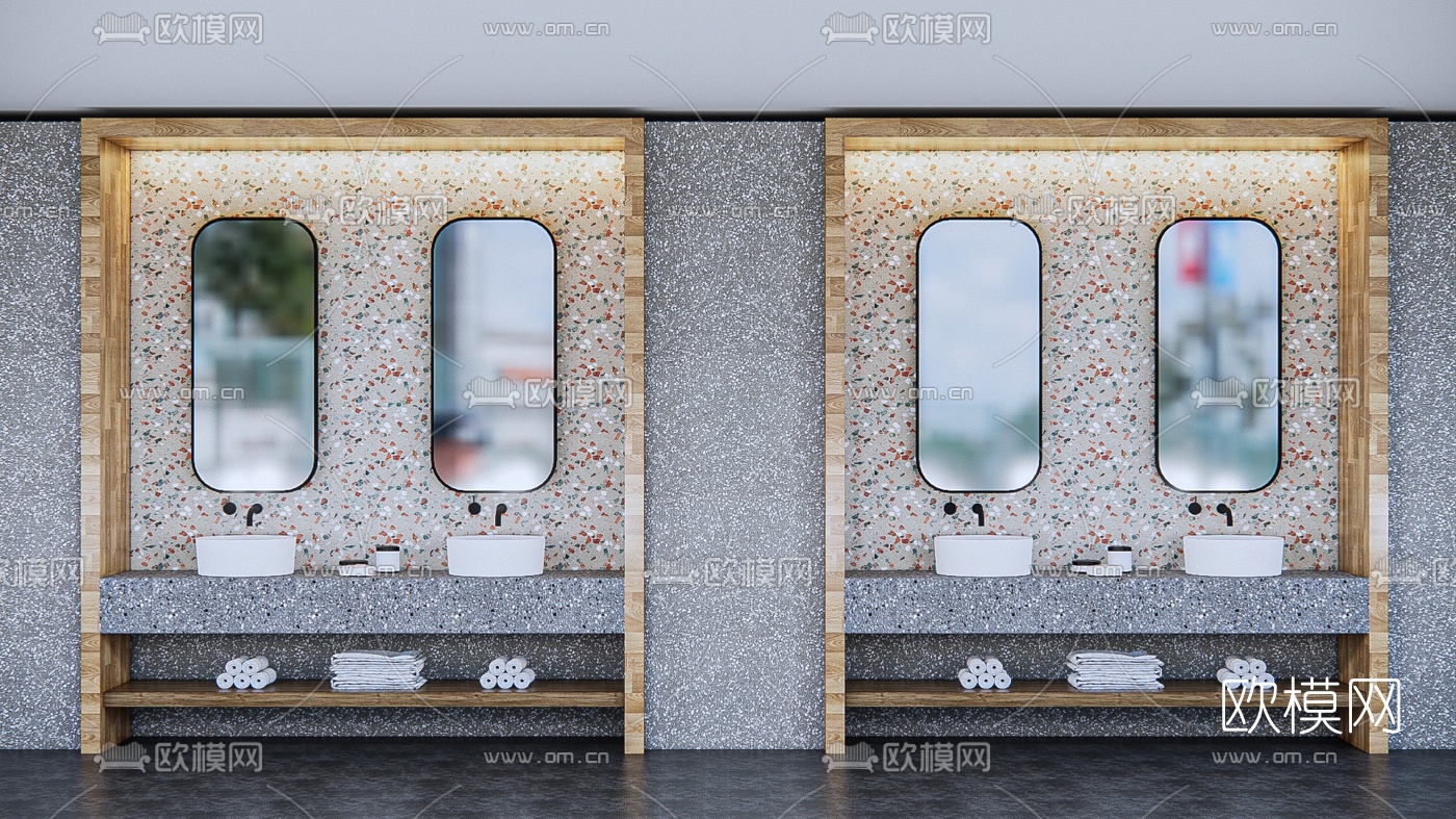 现代浴室柜洗手台su模型下载（渲染图1）