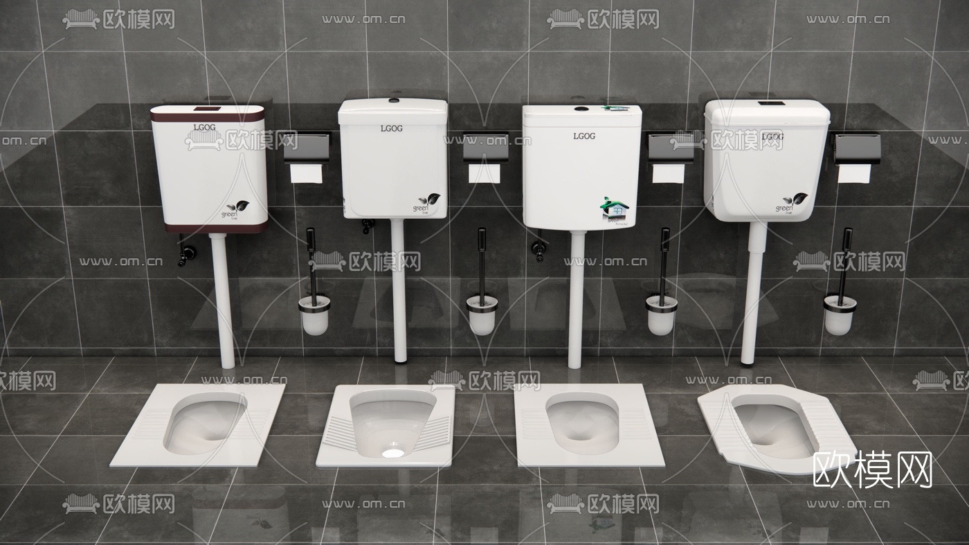 现代蹲便器冲水箱su模型下载（渲染图1）