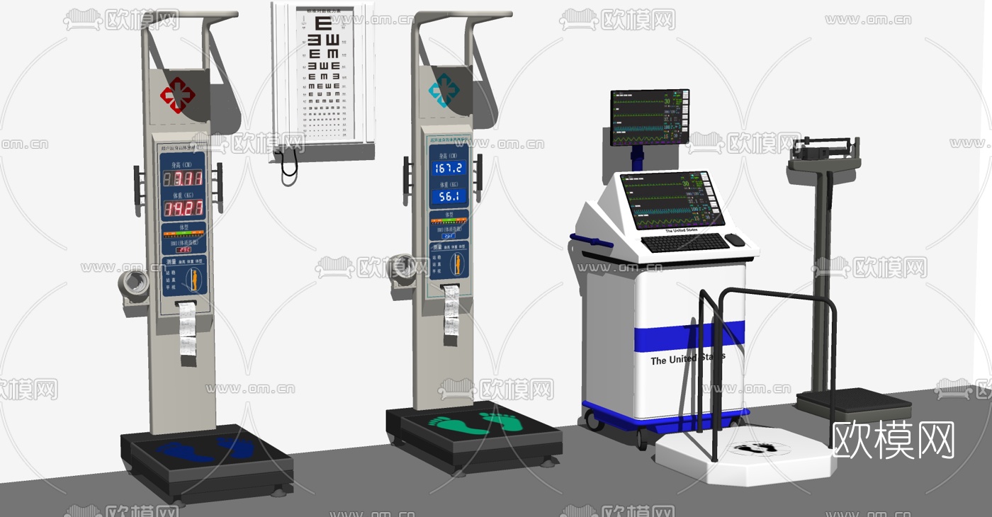 现代电子体重秤医疗器械设备su模型下载