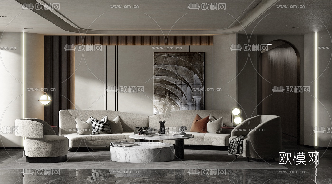 现代轻奢沙发组合3d模型